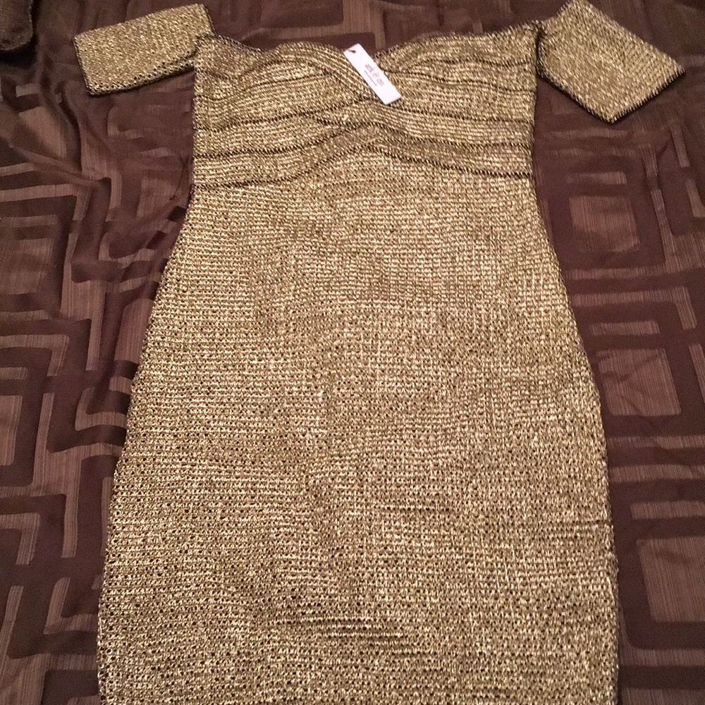 Never Worn Gold Bandeau Cocktail Dress